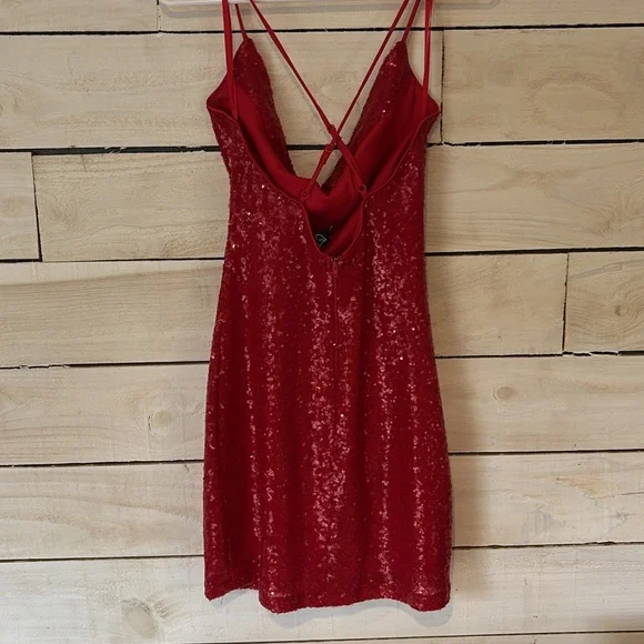 Windsor Red Sequin Mini Dress - Picture 2 of 6